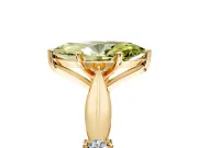 Solitaire Engagement Ring Setting for Fancy Yellow Marquise Center with Carved Leaf Shoulders and Prong Head in Yellow Gold