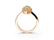 Halo Engagement Ring Setting for Fancy Yellow Marquise Center with Inner Milgrain Border and Prong Head in Rose Gold