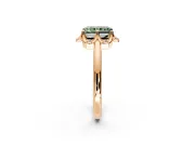 Floral Frame Engagement Ring Setting for Fancy Green Radiant Cut Center with Accent Clusters and Prong Head in Rose Gold