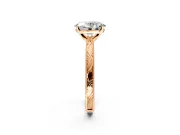 Solitaire Engagement Ring Setting for Oval Center with Engraved Milgrain Band and Prong Head in Rose Gold