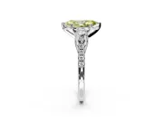 3 Stone Engagement Ring Setting for Fancy Yellow Marquise Center with Crossover Basket, Pave Band and Prong Head in Platinum