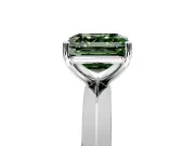Solitaire Engagement Ring Setting for Fancy Green Asscher Cut Center with Wide Knife Ridge Band and Prong Head in White Gold