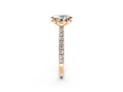 Solitaire Engagement Ring Setting for Oval Center with Pave Band and Claw Prong Head in Rose Gold