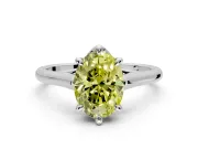 Solitaire Engagement Ring Setting for Fancy Yellow Oval Center with Cathedral Band and Prong Head in Platinum