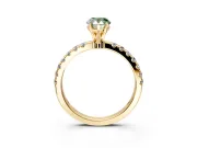 Open Basket Engagement Ring Setting for Fancy Green Pear-Shaped Center with Pave Band and Prong Head in Yellow Gold