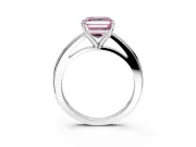 Solitaire Engagement Ring Setting for Fancy Pink Asscher Cut Center with Flat-Sided Plain Band and Prong Head in White Gold