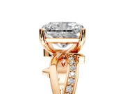 Solitaire Engagement Ring Setting for Radiant Cut Center with Pave and Plain Crossover Band and Prong Head in Rose Gold