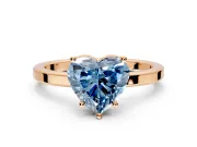 Hidden Halo Engagement Ring Setting for Fancy Blue Heart-Shaped Center with Wide Flat Plain Band and Prong Head in Rose Gold