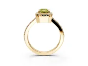 Halo Engagement Ring Setting for Fancy Yellow Emerald Cut Center with Inner Milgrain Border and Prong Head in Yellow Gold