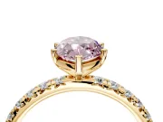 Solitaire Engagement Ring Setting for Fancy Pink Marquise Center with Shared-Prong Accents and Prong Head in Yellow Gold