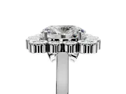 Cluster Halo Engagement Ring Setting for Oval Center with Milgrain Bezel Accents and Prong Head in Platinum