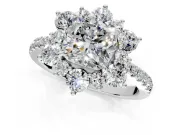 Floral Halo Engagement Ring Setting for Cushion Cut Center with Pave Accents and Prong Head in Sterling Silver