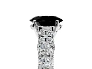 Solitaire Engagement Ring Setting for Fancy Black Oval Center with Pave Cathedral Shoulders and Prong Head in White Gold