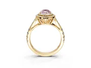 Double Halo Engagement Ring Setting for Fancy Pink Marquise Center with Narrow Pave Split Shank and Prong Head in Yellow Gold