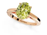 Solitaire Engagement Ring Setting for Fancy Yellow Oval Center with Flat-Sided Plain Band and Prong Head in Rose Gold