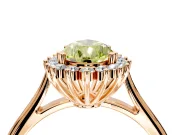 Starburst Halo Engagement Ring Setting for Fancy Yellow Pear-Shaped Center with Thin Round-Wire Band and Prong Head in Rose Gold