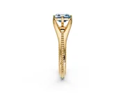 Solitaire Engagement Ring Setting for Fancy Blue Asscher Cut Center with Milgrain Cathedral Band and Prong Head in Yellow Gold