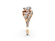 Halo Engagement Ring Setting for Heart-Shaped Center with Marquise and Pave Bypass Band and Prong Head in Rose Gold