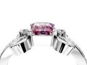 Solitaire Engagement Ring Setting for Fancy Pink Emerald Cut Center with Twisted Band and Scroll Prong Head in Platinum