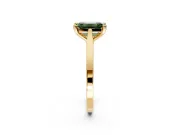 Solitaire Engagement Ring Setting for Fancy Green Emerald Cut Center with Tapered Shoulders and Prong Head in Yellow Gold