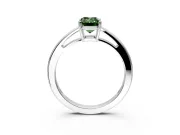 Solitaire Engagement Ring Setting for Fancy Green Emerald Cut Center with Open Cathedral Shoulders and Prong Head in Sterling Silver