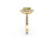 Floral Halo Engagement Ring Setting for Fancy Yellow Princess Cut Center with Pave Accents and Prong Head in Yellow Gold
