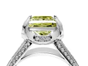 Solitaire Engagement Ring Setting for Fancy Yellow Princess Cut Center with Accented Split Shank and Prong Head in Platinum