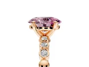 Solitaire Engagement Ring Setting for Fancy Pink Oval Center with Bezel-Dot Beaded Band and Prong Head in Rose Gold
