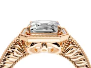 Milgrain Halo Engagement Ring Setting for Asscher Cut Center with Pave Band and Prong Head in Rose Gold