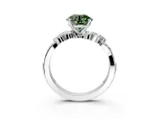 Solitaire Engagement Ring Setting for Fancy Green Round Cut Center with Marquise Accent Twist Band and Prong Head in Platinum