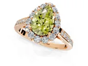 Floral Halo Engagement Ring Setting for Fancy Yellow Pear-Shaped Center with Large Halo Accents and Prong Head in Rose Gold