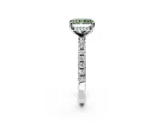 Solitaire Engagement Ring Setting for Fancy Green Radiant Cut Center with Band of Accents and Prong Head in White Gold