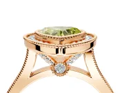 Halo Engagement Ring Setting for Fancy Yellow Heart-Shaped Center with Milgrain Frame, Pave Band and Prong Head in Rose Gold