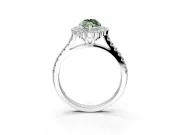 Milgrain Floral Halo Engagement Ring Setting for Fancy Green Marquise Center with Pave Band and Prong Head in Sterling Silver