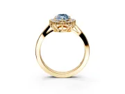 Starburst Halo Engagement Ring Setting for Fancy Blue Marquise Center with Flat Cathedral Band and Prong Head in Yellow Gold