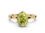 Solitaire Engagement Ring Setting for Fancy Yellow Oval Center with Plain Band and Tulip Prong Head in Yellow Gold