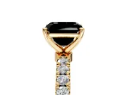Open Basket Engagement Ring Setting for Fancy Black Asscher Cut Center with Pave Band and Prong Head in Yellow Gold