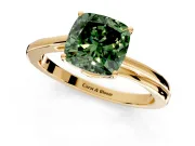Solitaire Engagement Ring Setting for Fancy Green Cushion Cut Center with Plain Bypass Twist Band and Prong Head in Yellow Gold