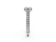 Solitaire Engagement Ring Setting for Asscher Cut Center with Engraved Pave Band and Prong Head in Platinum