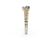 Solitaire Engagement Ring Setting for Fancy Blue Heart-Shaped Center with Pave Cathedral Shoulders and Prong Head in Yellow Gold