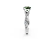 Crossover Engagement Ring Setting for Fancy Green Round Cut Center with Pave and Plain Strands and Prong Head in Platinum