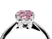 Solitaire Engagement Ring Setting for Fancy Pink Cushion Cut Center with Knife Ridge Band and Claw Prong Head in Platinum