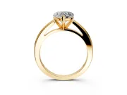 Solitaire Engagement Ring Setting for Heart-Shaped Center with Flat-Sided Plain Band and Prong Head in Yellow Gold