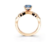 Solitaire Engagement Ring Setting for Fancy Blue Cushion Cut Center with Criss-Cross Accent Band and Prong Head in Rose Gold