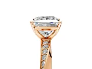 Side Accent Engagement Ring Setting for Princess Cut Center with Accent Shoulders and Prong Head in Rose Gold