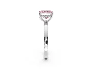 Solitaire Engagement Ring Setting for Fancy Pink Radiant Cut Center with Fine Wire Band and Prong Head in Platinum
