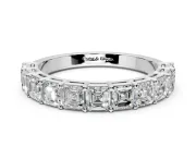 Asscher Cut Lab-Grown Diamond Half Eternity Wedding Band with Shared-Prong Setting in Platinum