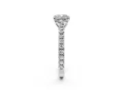 Solitaire Engagement Ring Setting for Cushion Cut Center with Large Accent Band and Prong Head in Platinum