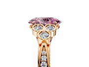 Cluster Engagement Ring Setting for Fancy Pink Oval Center with Bezel Accent Clusters and Prong Head in Rose Gold
