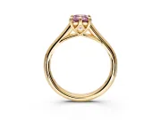Solitaire Engagement Ring Setting for Fancy Pink Emerald Cut Center with Cathedral Band and Prong Head in Yellow Gold